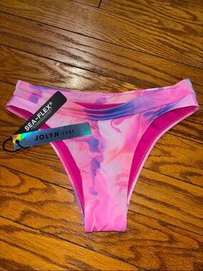Jolyn Clothing Pink and Purple Marble Bikini Bottom Alanna-Radiance